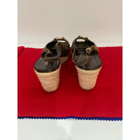 Vintage Fendi Slingback Logo Espadrilles - Picture 4 of 5